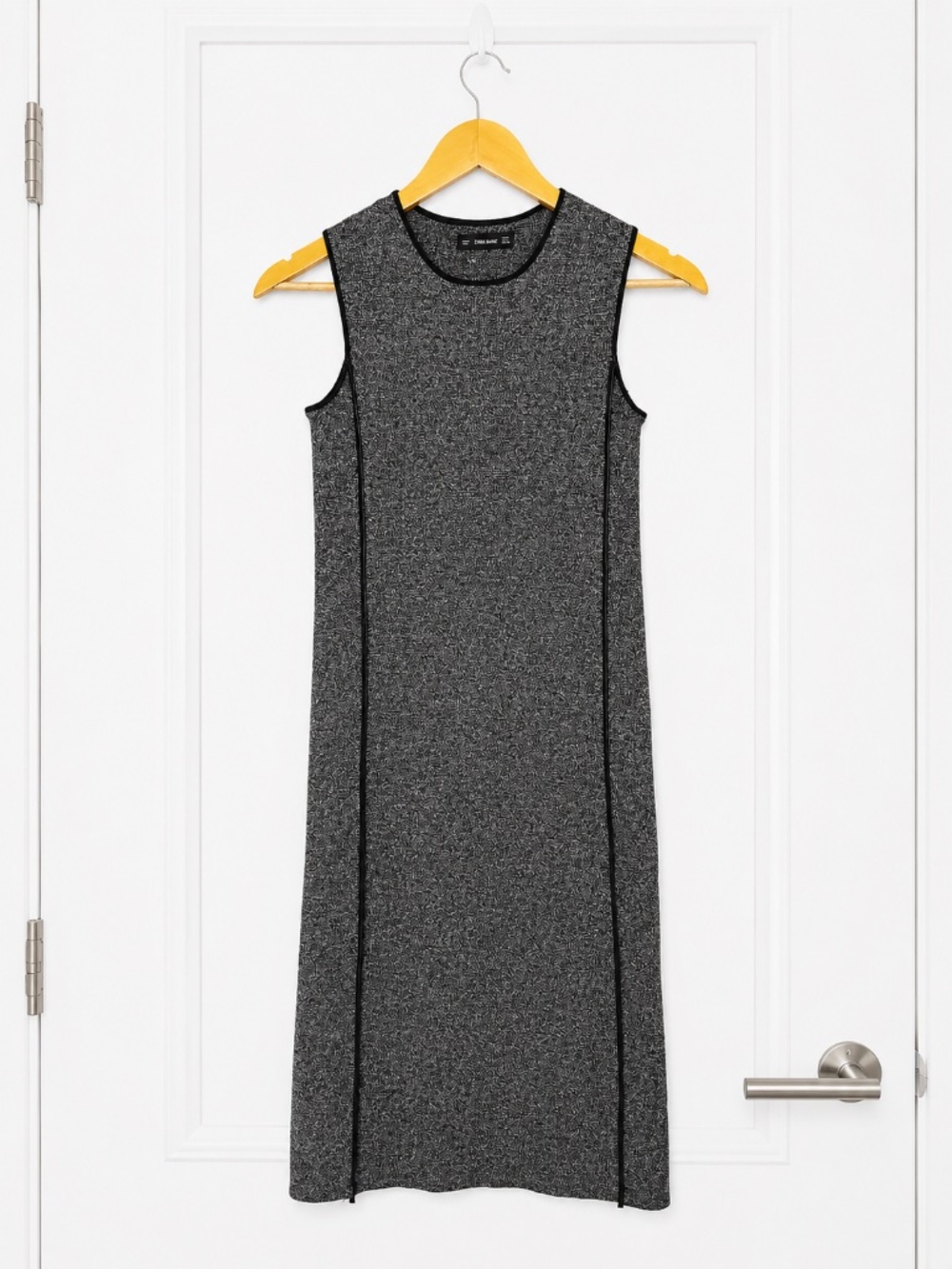 Zara Sleeveless Knit Midi Dress | Charcoal Grey A-Line Dress | Size M